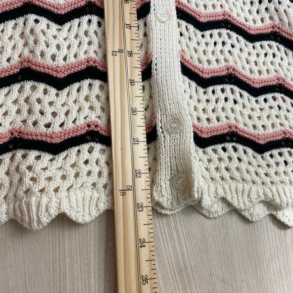DR2 Daniel Rainn Crochet Open Stitch Sweater Women XL Cream Scalloped Trim Beach - Picture 6 of 9